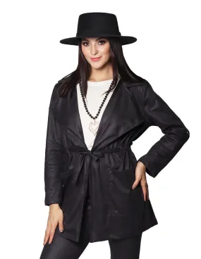 Abrigos Ligeros Para Mujer Parka Tipo Piel Chamarra Vintage T33102 Negro