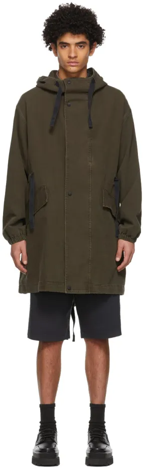 Acne Studios Khaki Canvas Fishtail Parka Coat
