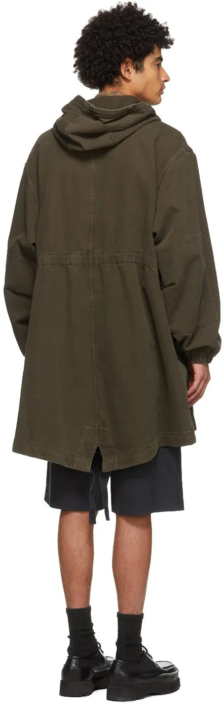 Acne Studios Khaki Canvas Fishtail Parka Coat