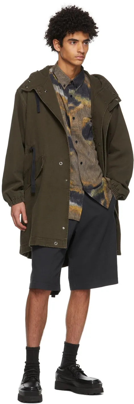 Acne Studios Khaki Canvas Fishtail Parka Coat