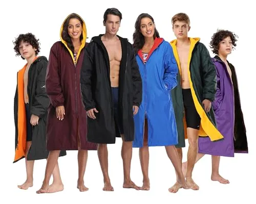 Adoretex Unisex Water Resistant Swim Parka for Adults and Kids Navy Lining (PK005)