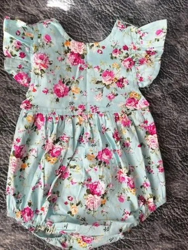 Amara Floral Blue Ruffled Romper