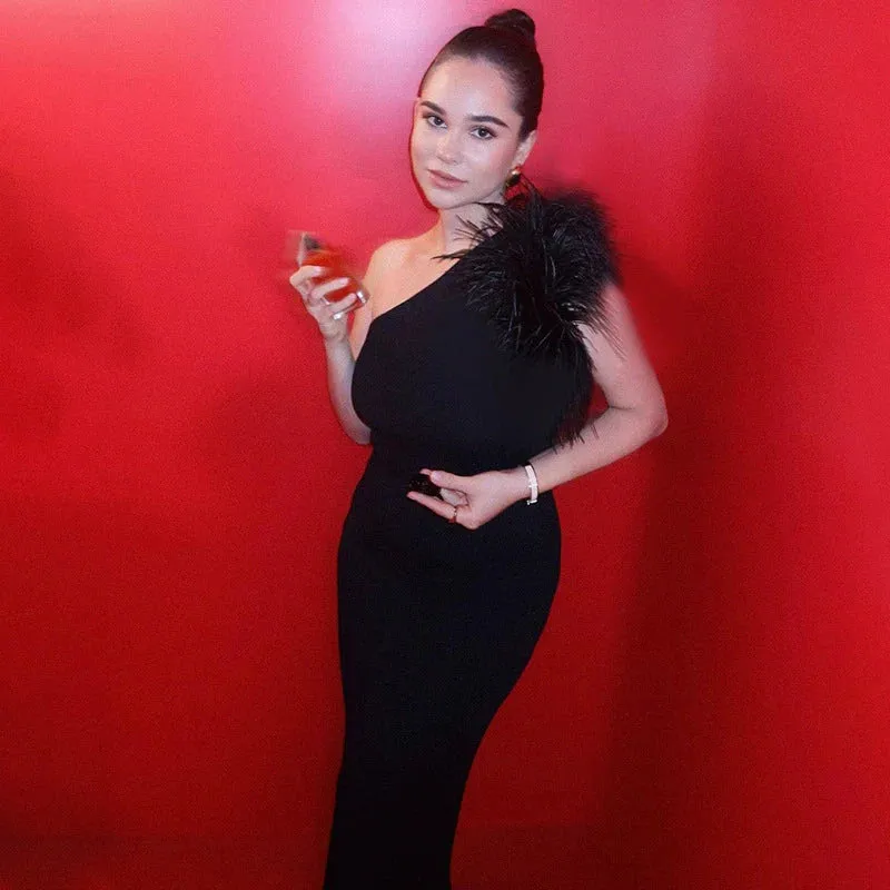 Amozae-Christmas Outfits New Year's Eve Dress Night Out Club Dresses cute winter outfits Dynasti One Shoulder Maxi Dress