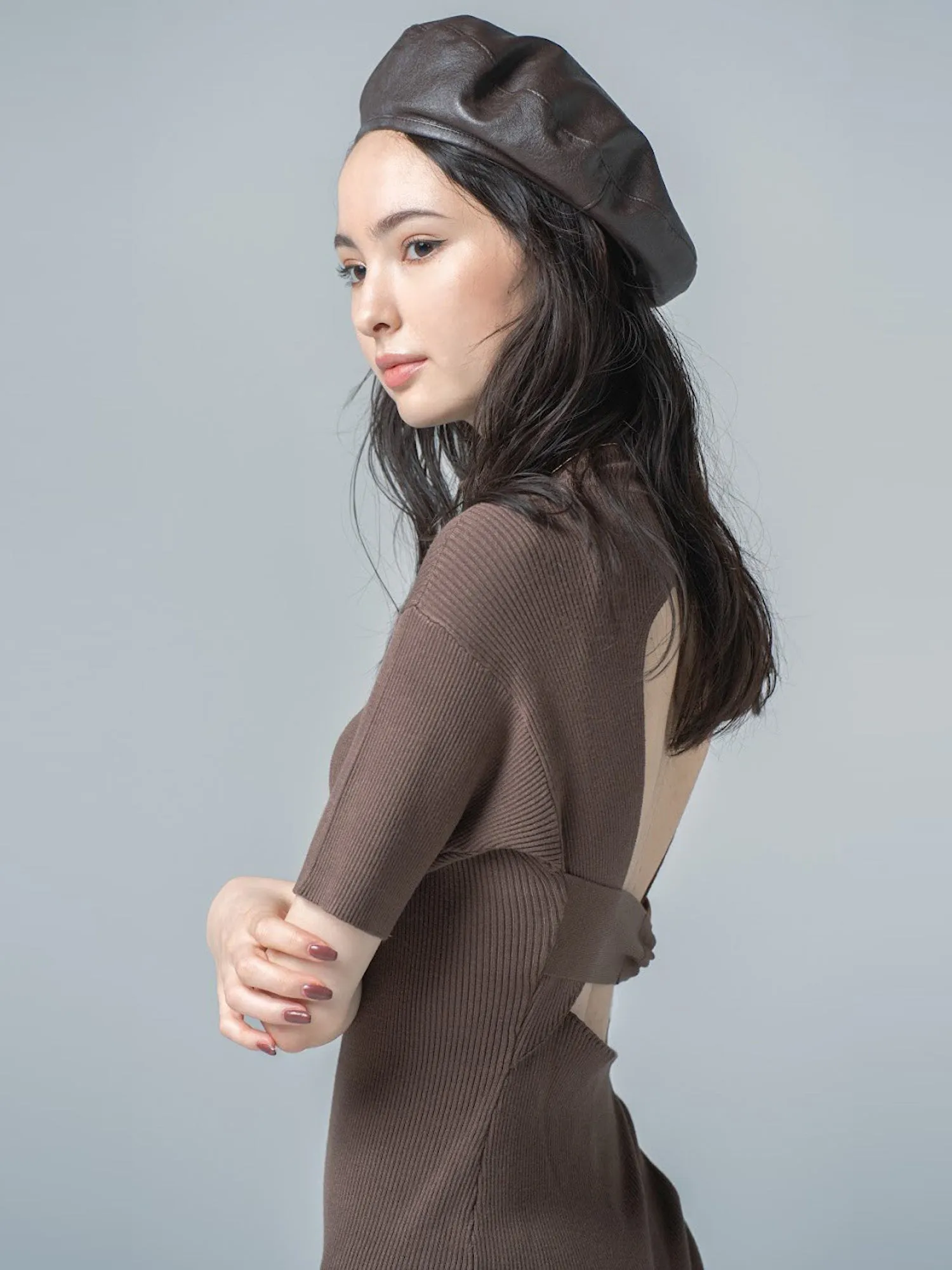 Back open knit dress