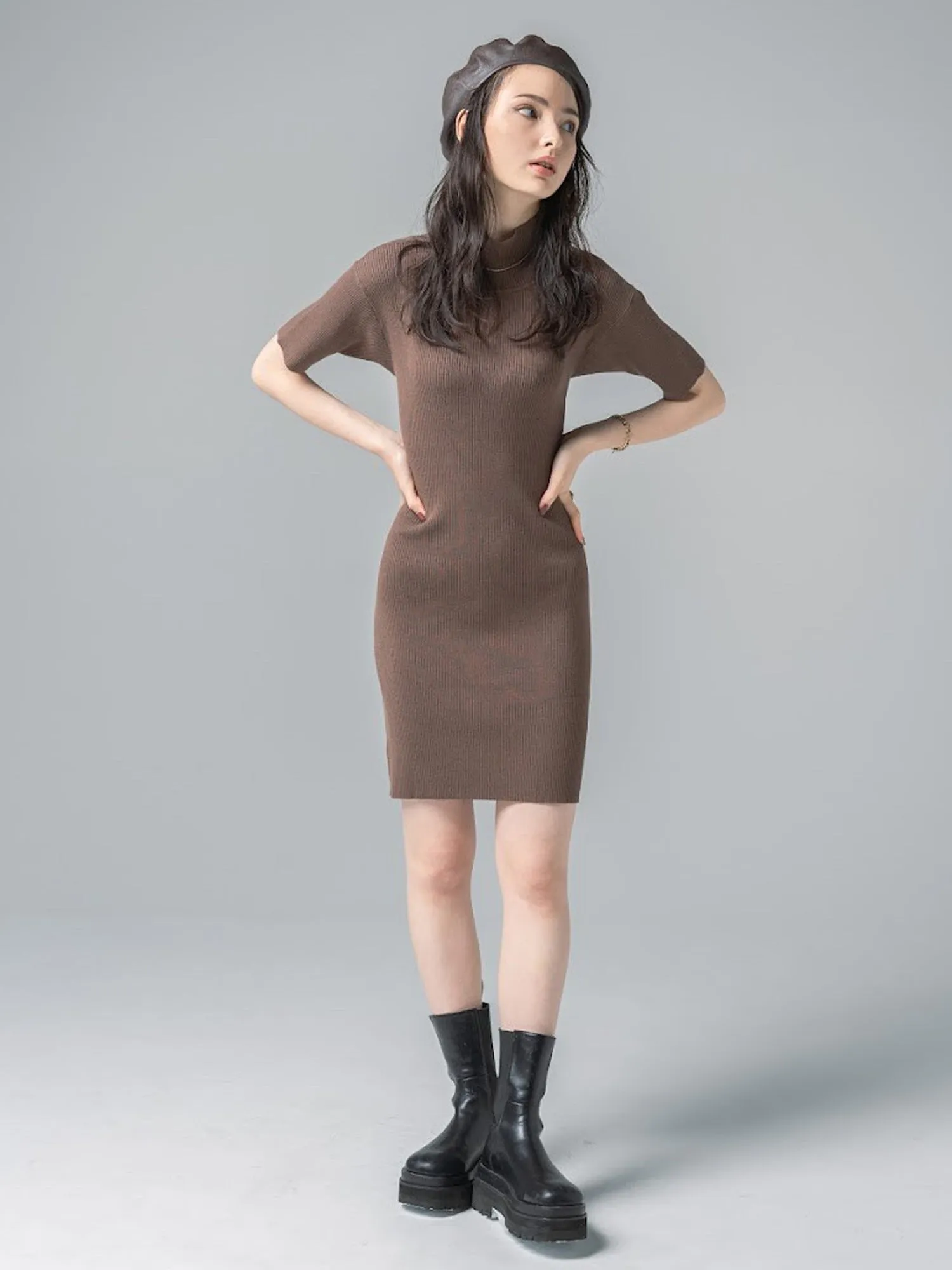 Back open knit dress