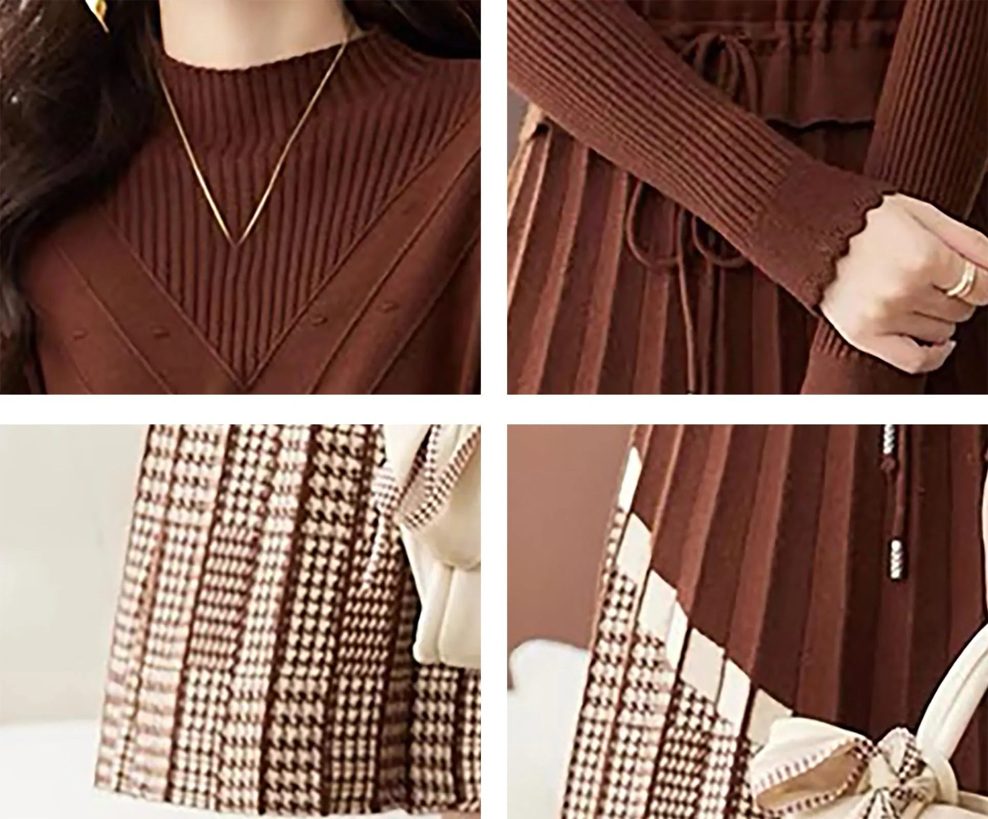 BK-Stripe Drawstring Knit Pullover Midi Dress