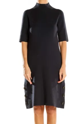 Black Knit Mock Neck Dress