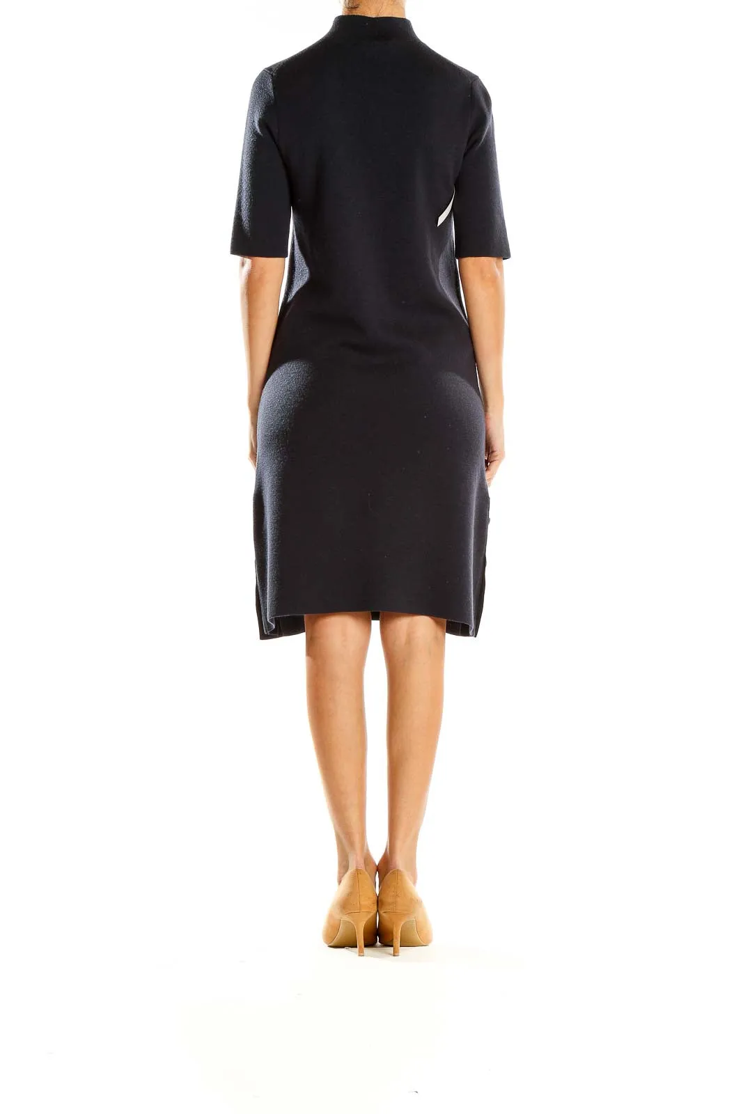 Black Knit Mock Neck Dress