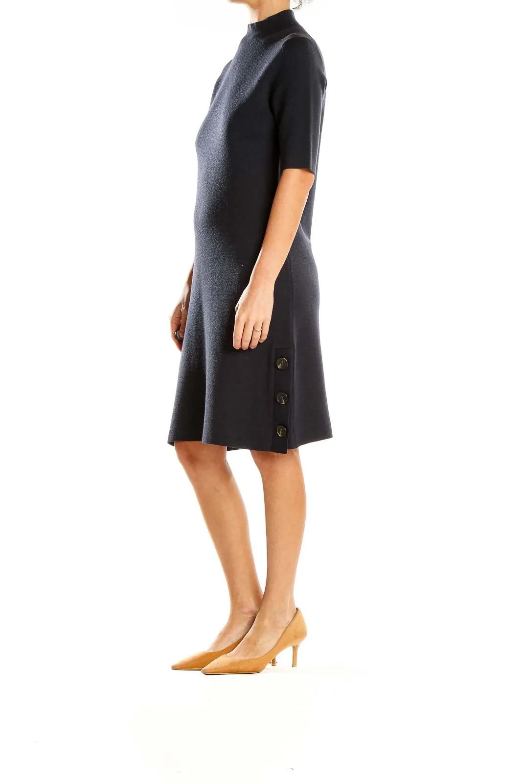 Black Knit Mock Neck Dress