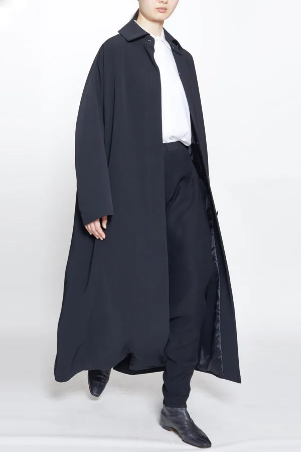 Black Microfiber Smart Gabardine Longline Overcoat