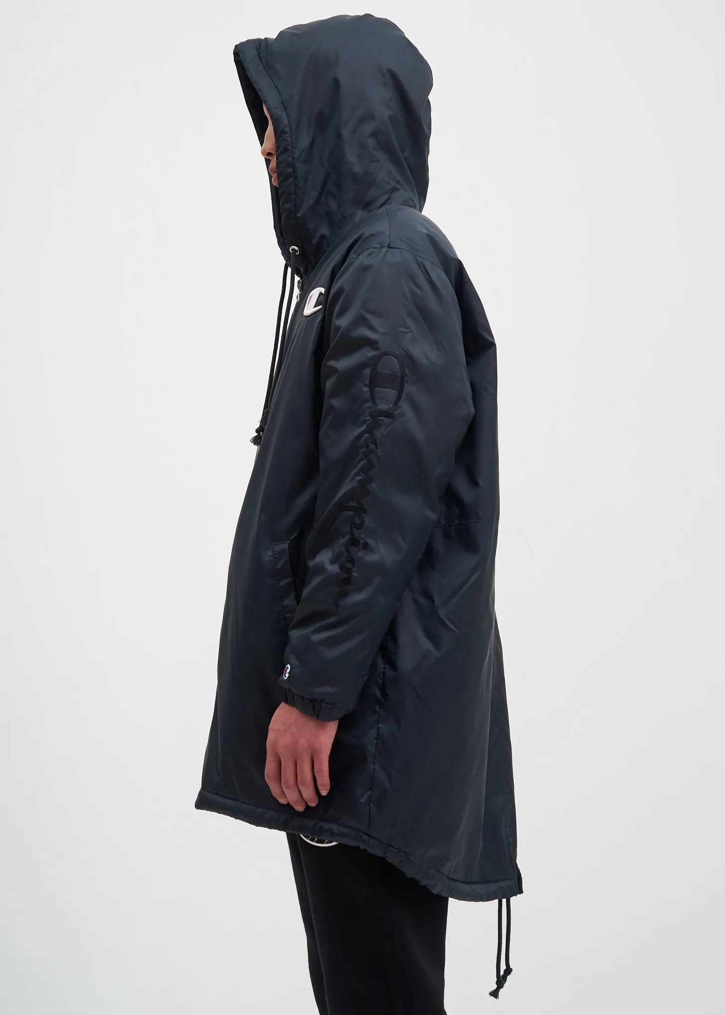 Black Sherpa Lined Zip Parka