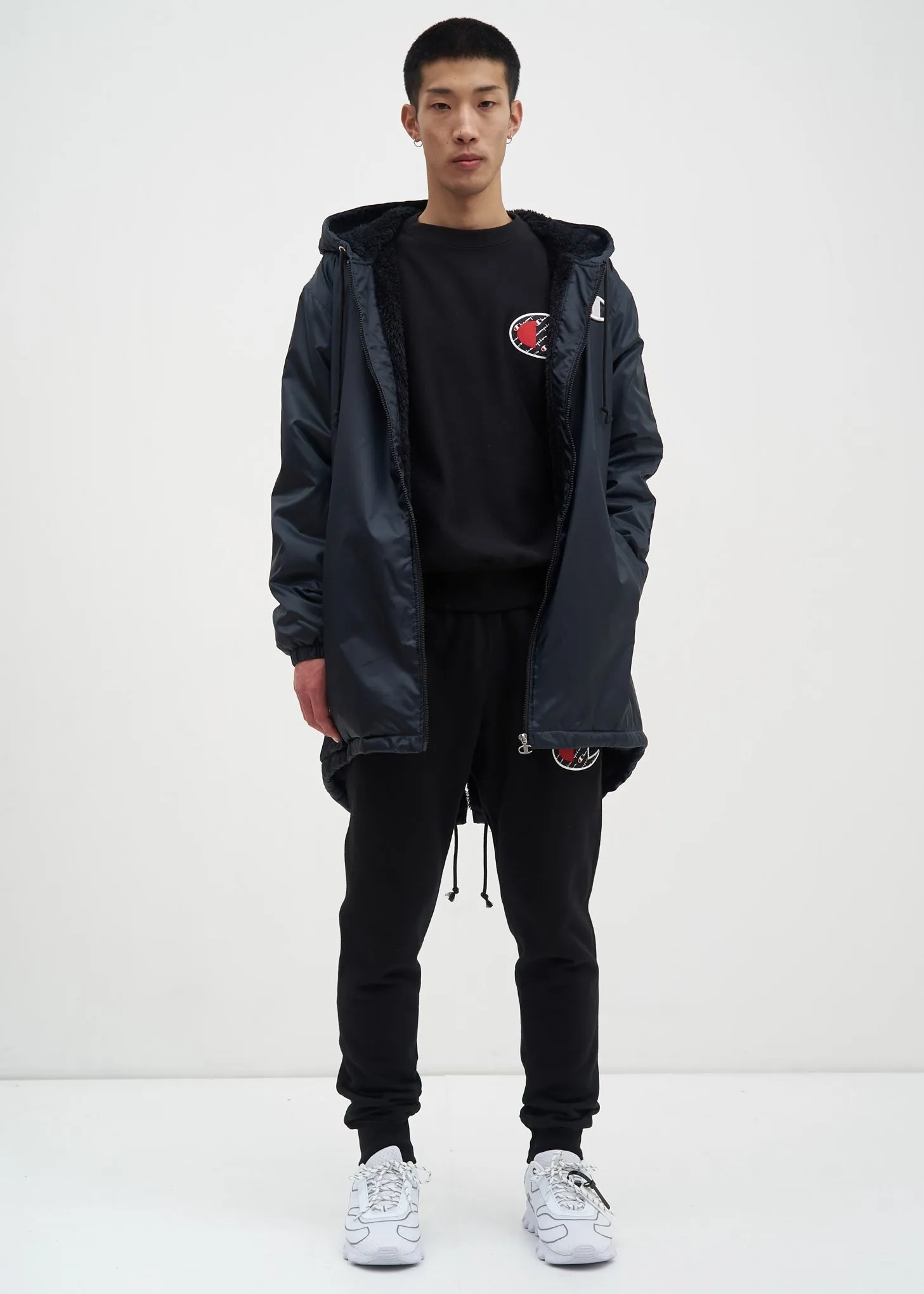 Black Sherpa Lined Zip Parka