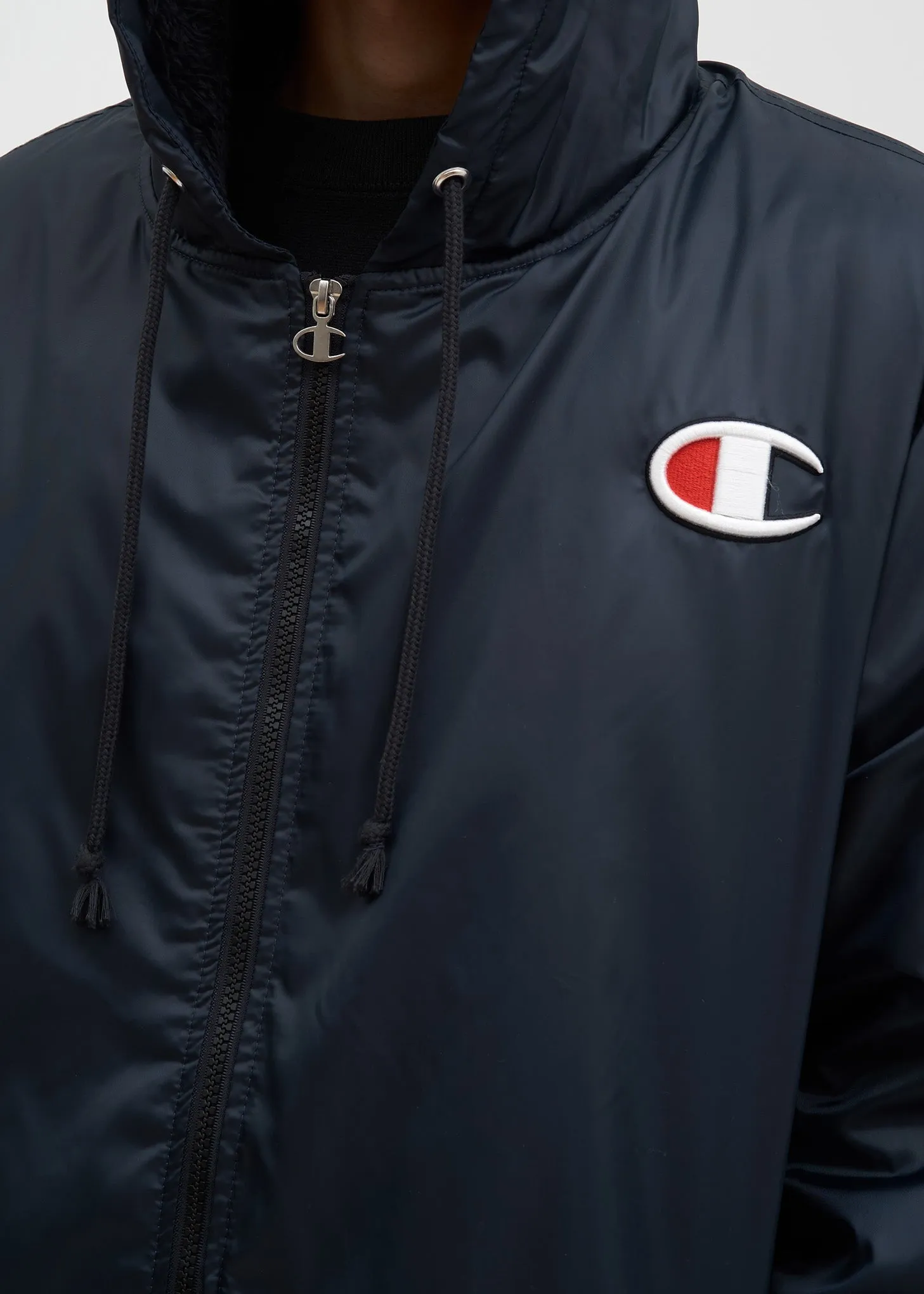 Black Sherpa Lined Zip Parka