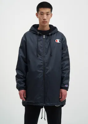 Black Sherpa Lined Zip Parka