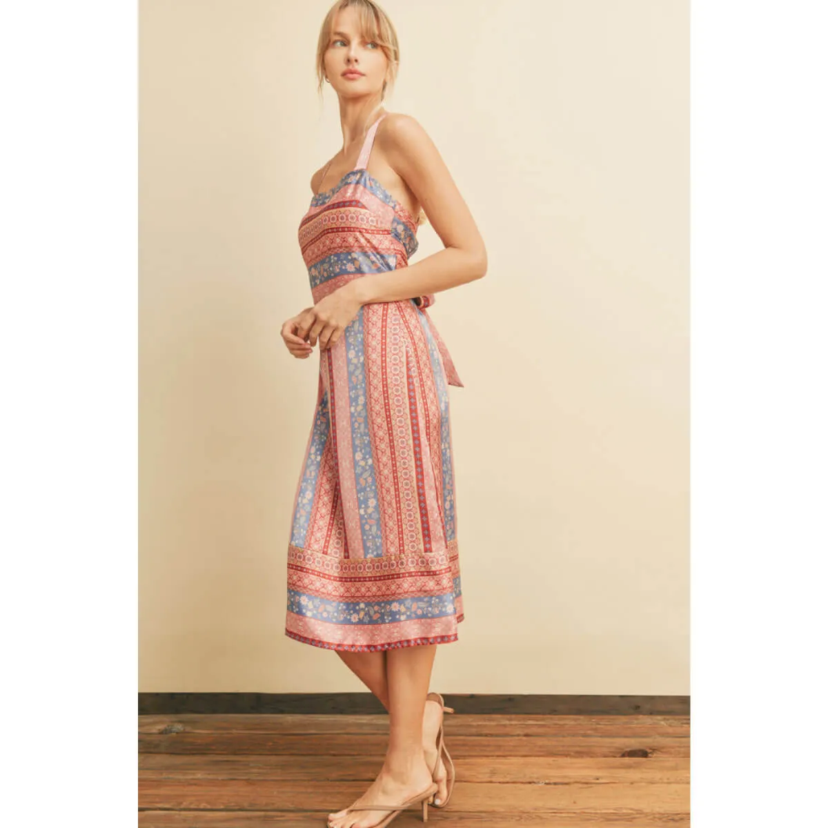 Border Print Midi Skirt