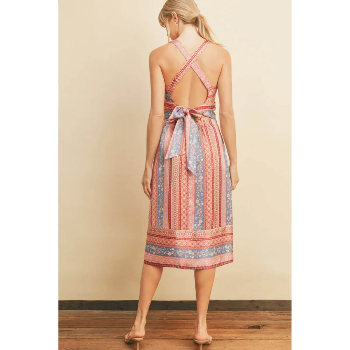 Border Print Midi Skirt