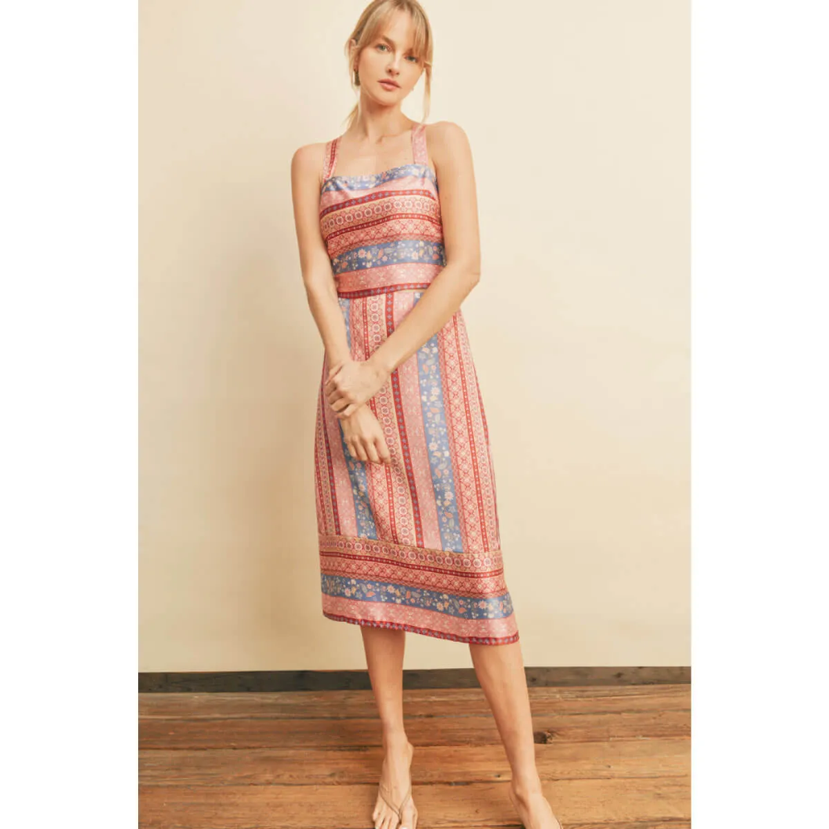 Border Print Midi Skirt