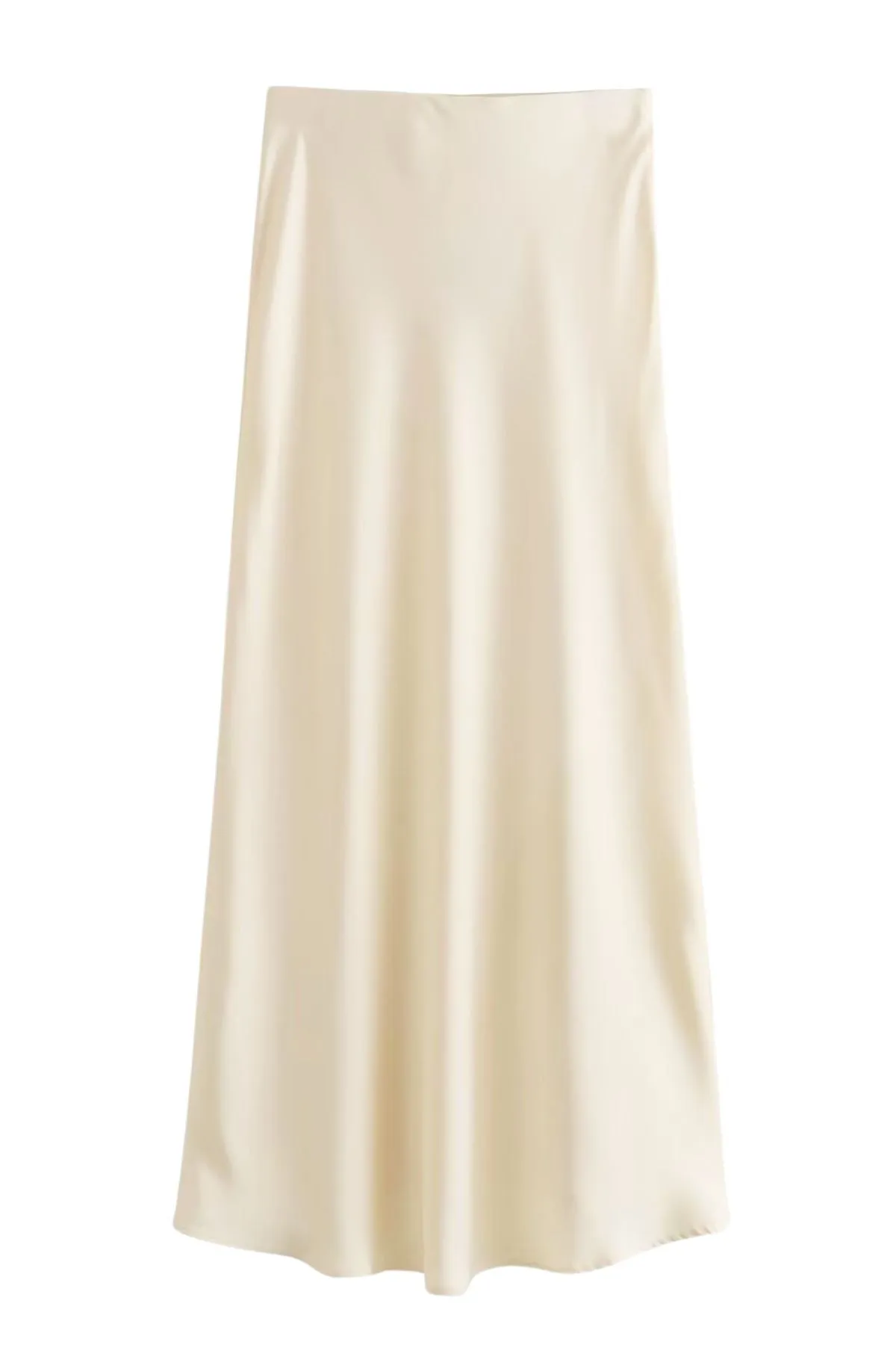 CAROL Satin A-line Flouncy Midi Skirt (Custard Cream)