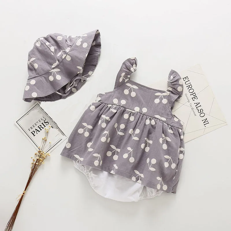 Cherry Print Hat & Romper Set
