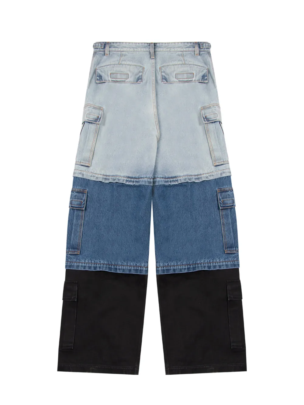 Deconstructed Triple Cargo Pants (Light Blue)