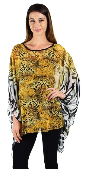 Digital print Poncho, Chiffon Caftan, Summer Chiffon Poncho,  Beach Cover Up,  Caftan Tunic, Prited animal print Caftan