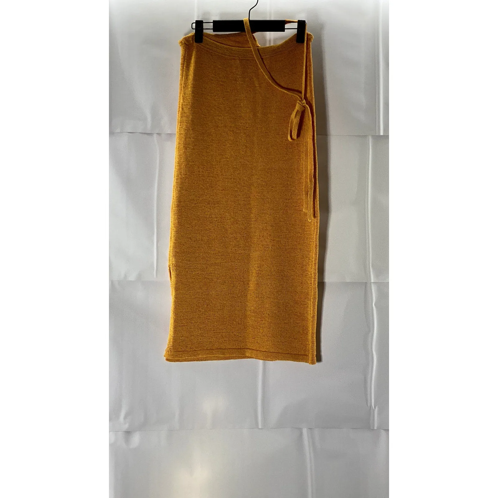 EDIT BY NINE Women's Orange Knit Sleeveless Side-Slit Halter Dress SZ M