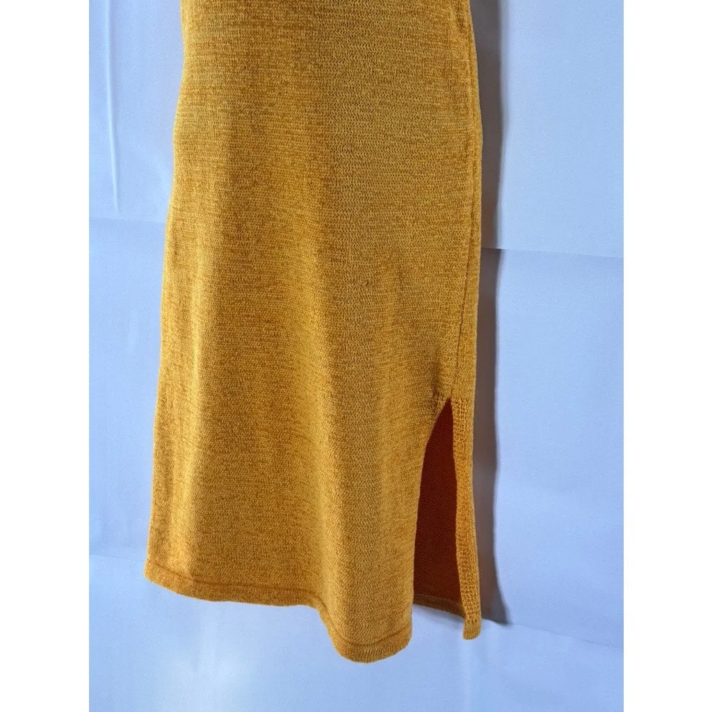 EDIT BY NINE Women's Orange Knit Sleeveless Side-Slit Halter Dress SZ M