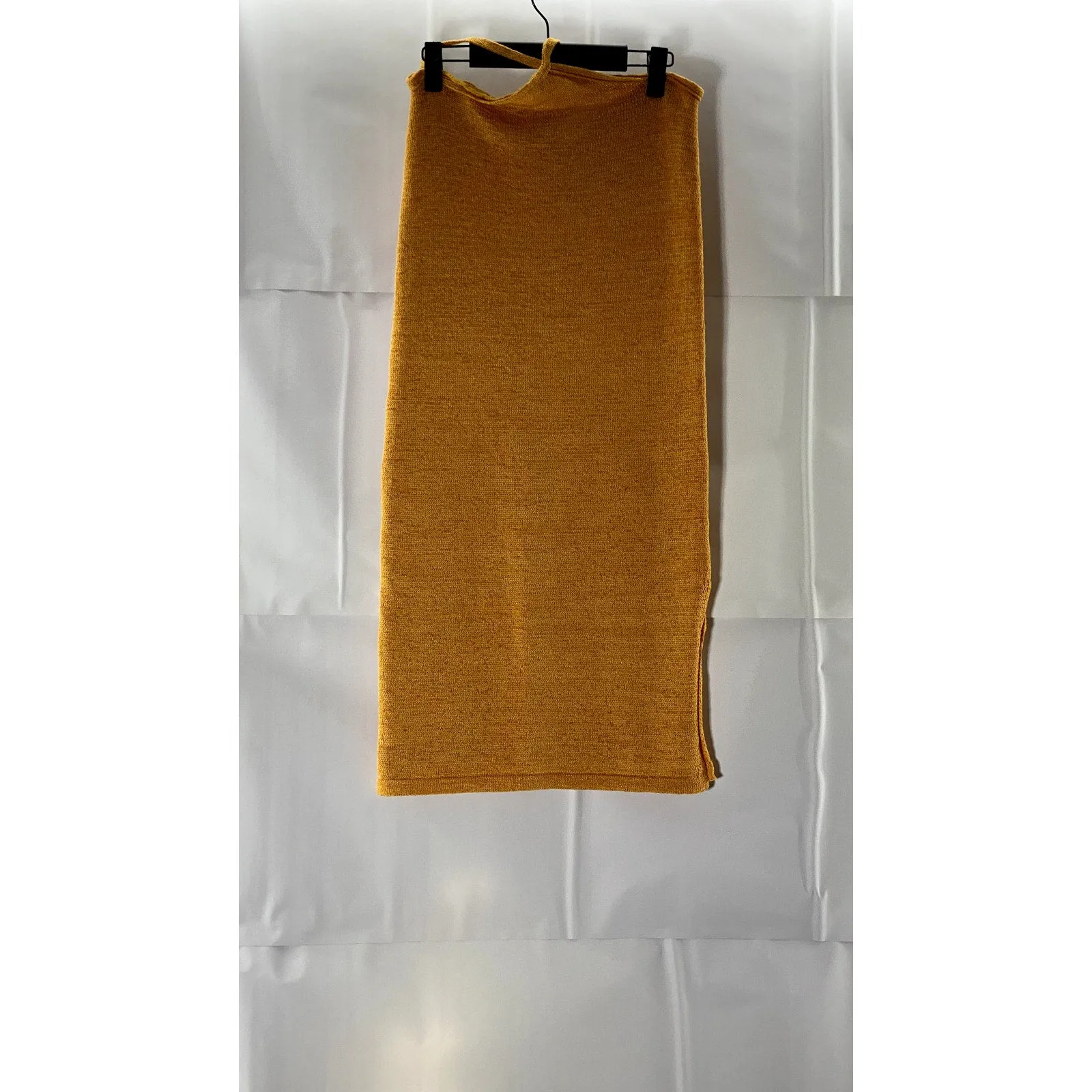EDIT BY NINE Women's Orange Knit Sleeveless Side-Slit Halter Dress SZ M