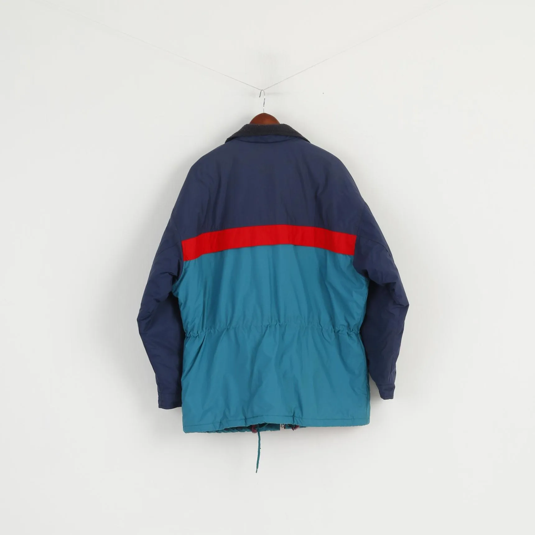 Etirel Men L Jacket Navy Green Vintage Padded Nylon Performance Full Zipper Parka