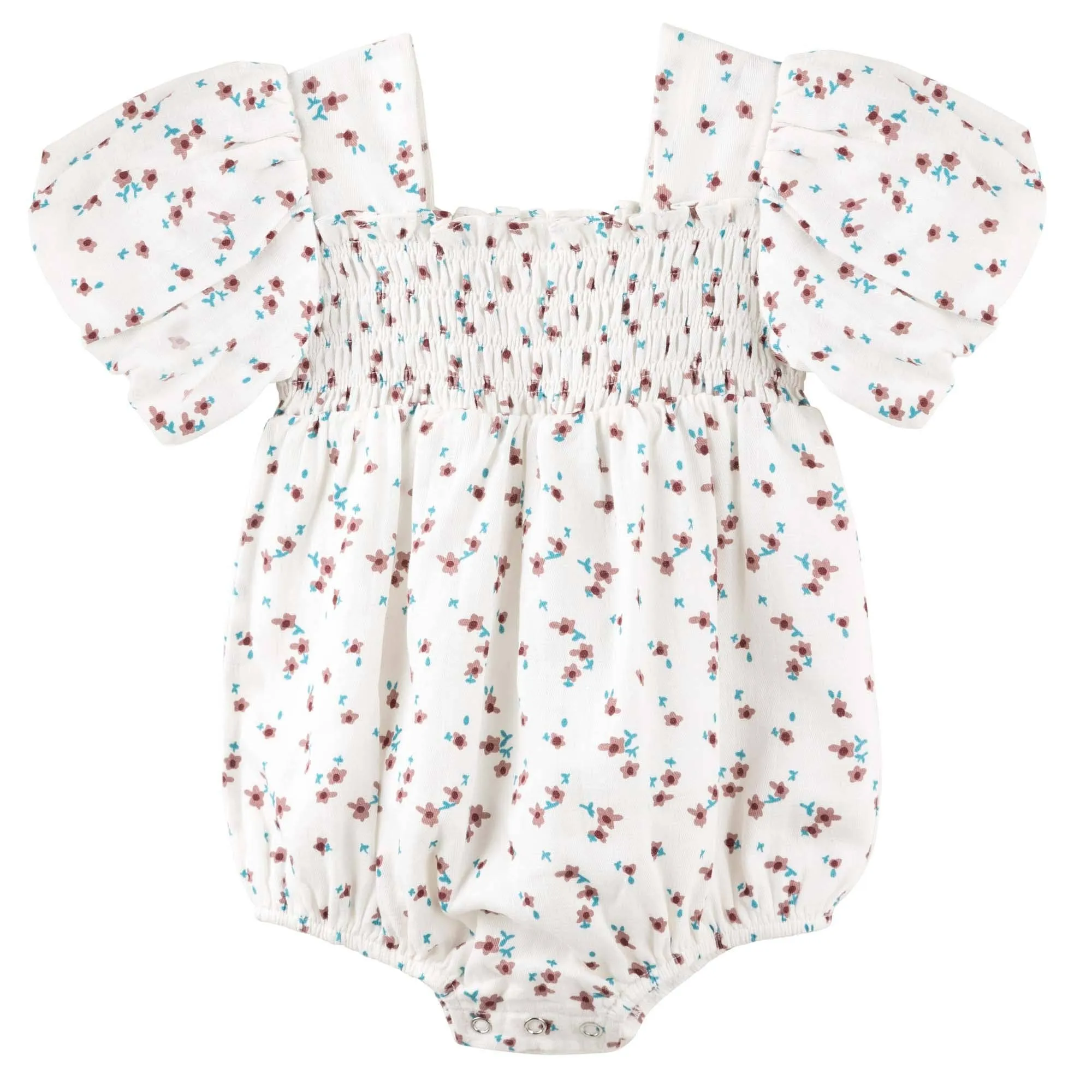 Evie S/S Puff Sleeve Romper - Ecru