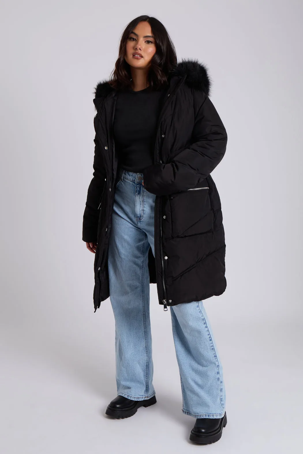 Faux Fur Padded Parka