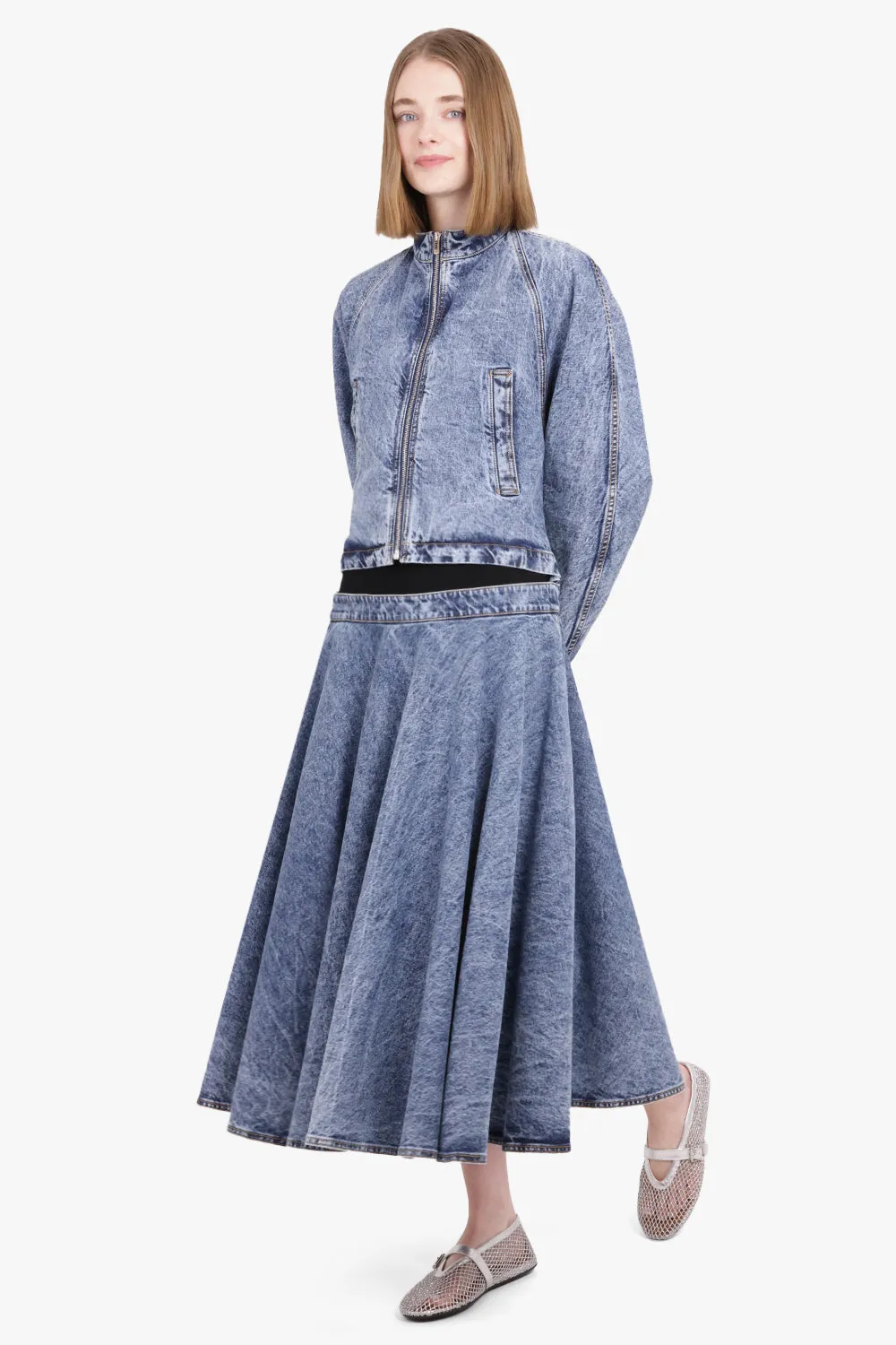 Flare Midi Denim Skirt | Blue Snow