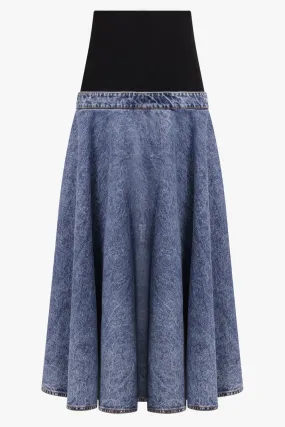 Flare Midi Denim Skirt | Blue Snow
