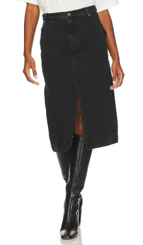 Free People Wild Roses Midi Skirt in Black
