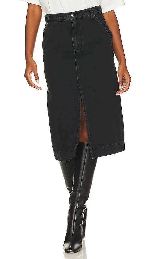 Free People Wild Roses Midi Skirt in Black
