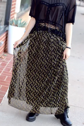 Goldie Flowy Midi Skirt   Black