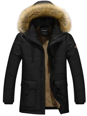 Grijsou - Parka Winterjas Heren – Warm Gevoerd met Afneembare Bontkraag en Capuchon