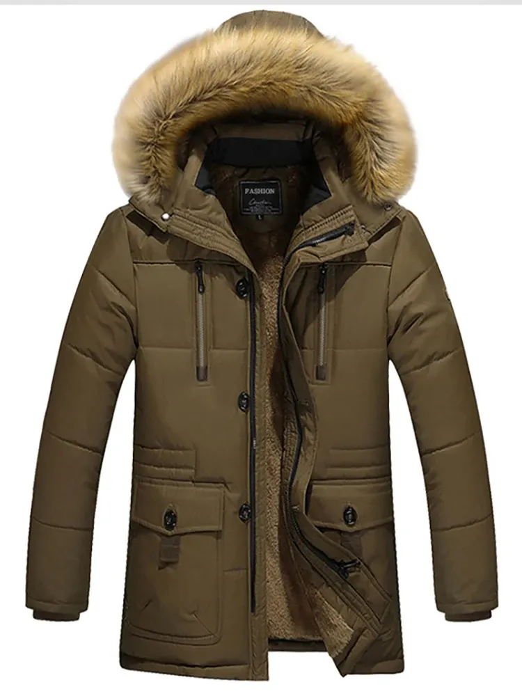 Grijsou - Parka Winterjas Heren – Warm Gevoerd met Afneembare Bontkraag en Capuchon