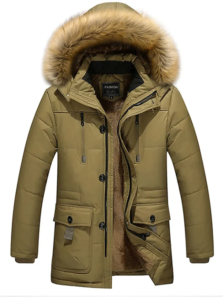 Grijsou - Parka Winterjas Heren – Warm Gevoerd met Afneembare Bontkraag en Capuchon