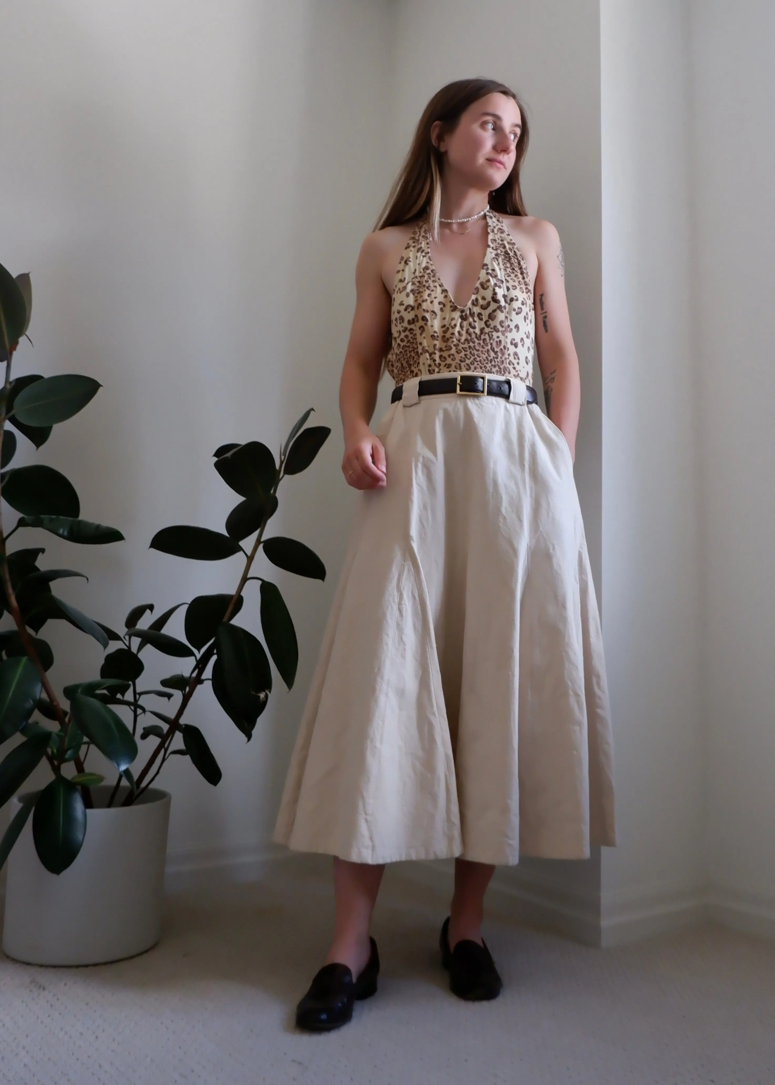 Handmade Cotton Canvas Circle Skirt S-L