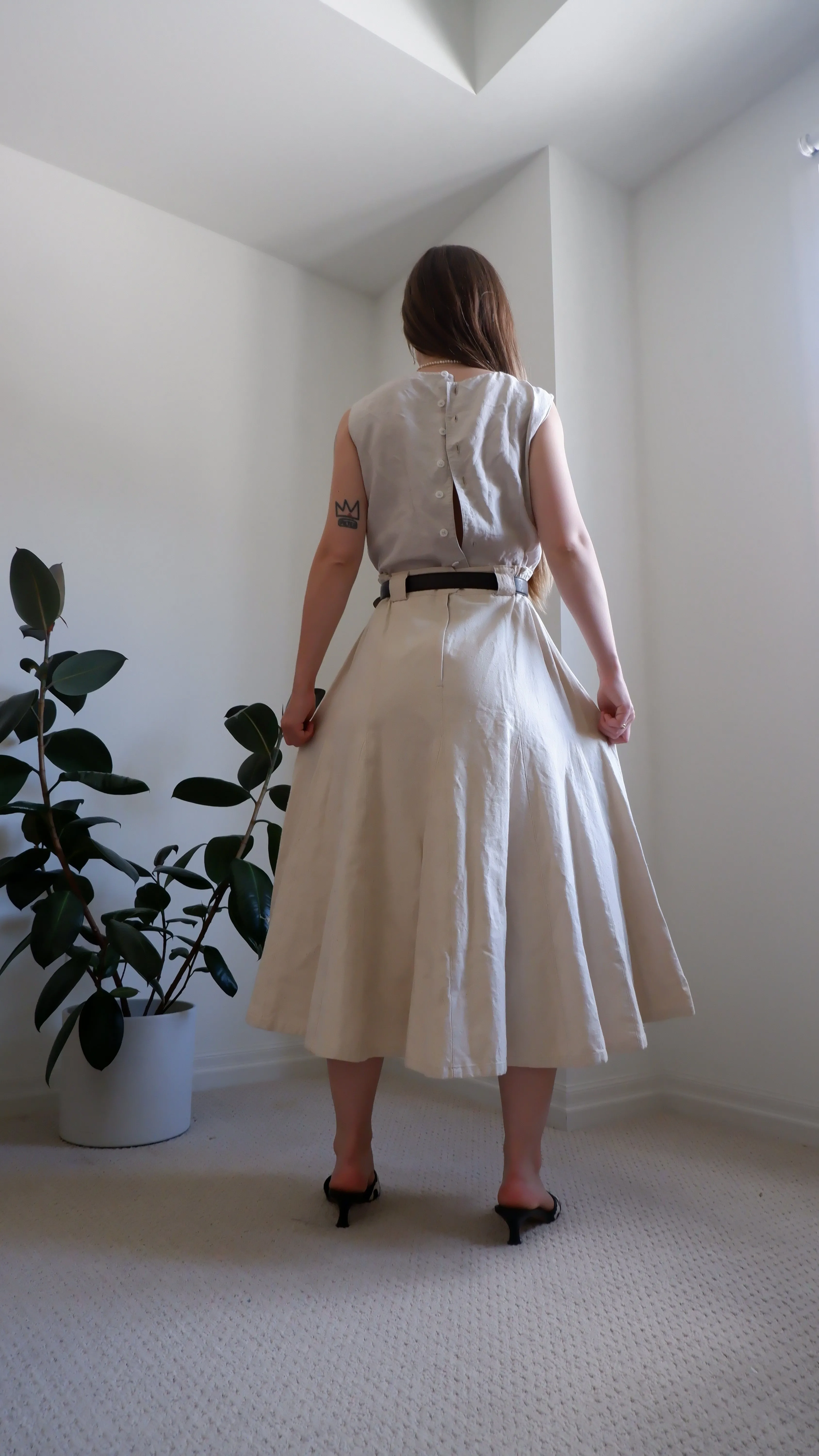 Handmade Cotton Canvas Circle Skirt S-L