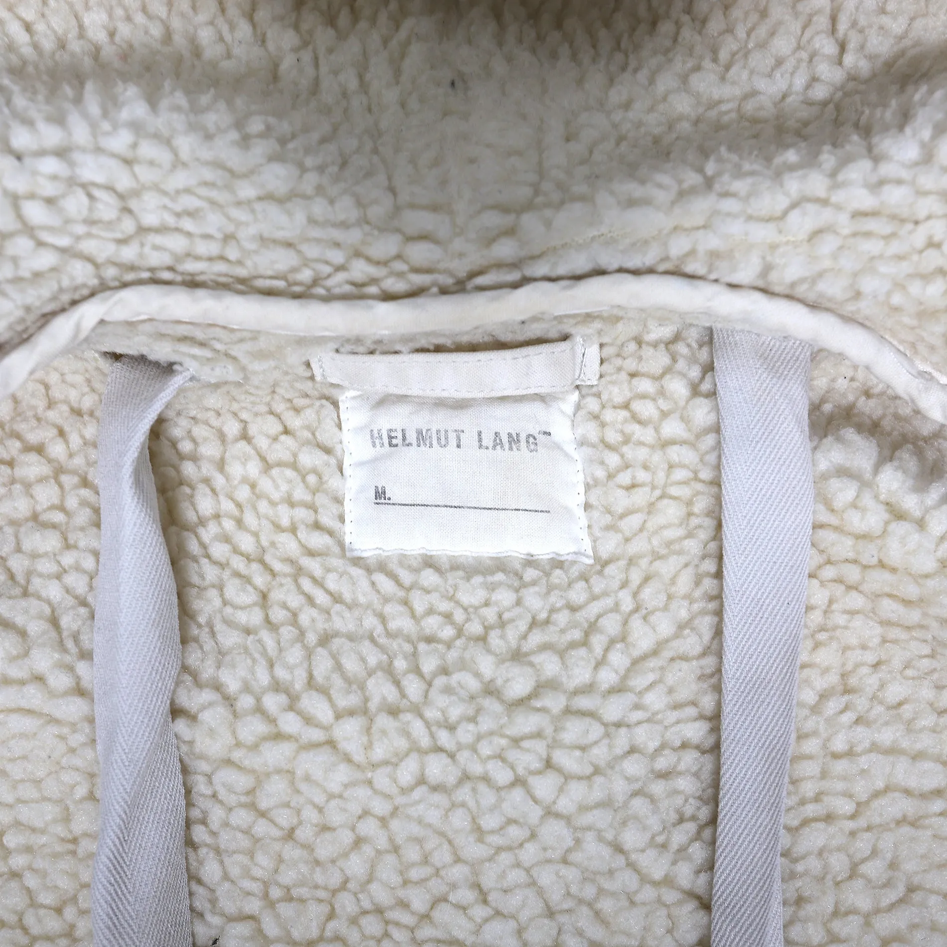 Helmut Lang 2000s Cream Bondage Sherpa Lined Parka