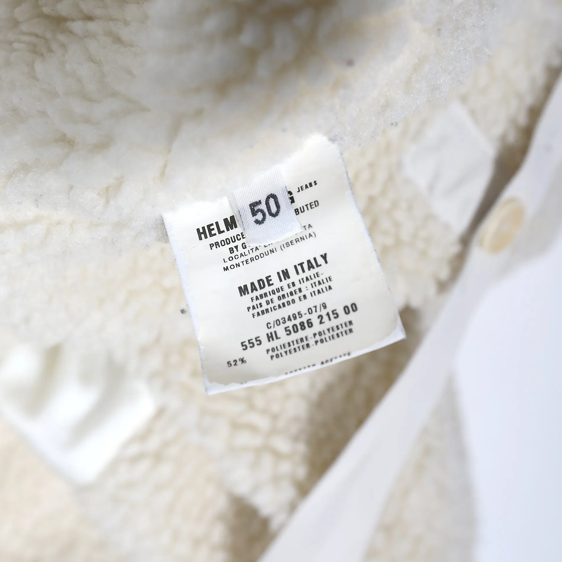 Helmut Lang 2000s Cream Bondage Sherpa Lined Parka