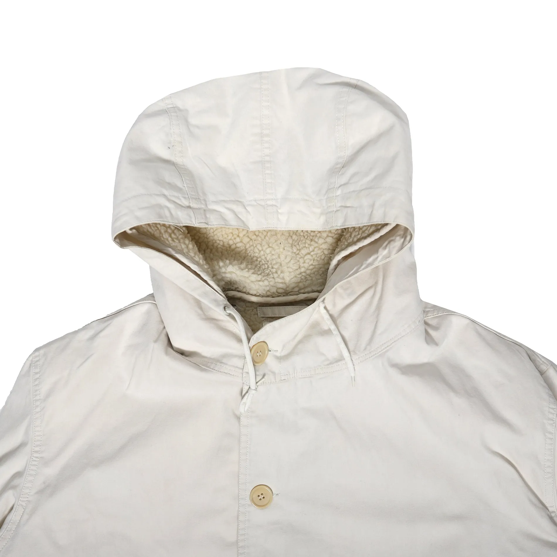 Helmut Lang 2000s Cream Bondage Sherpa Lined Parka