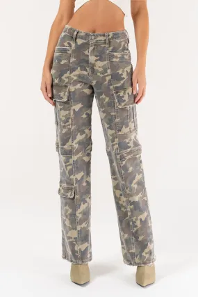 Hidden Denim Tracey Cargo Straight Leg