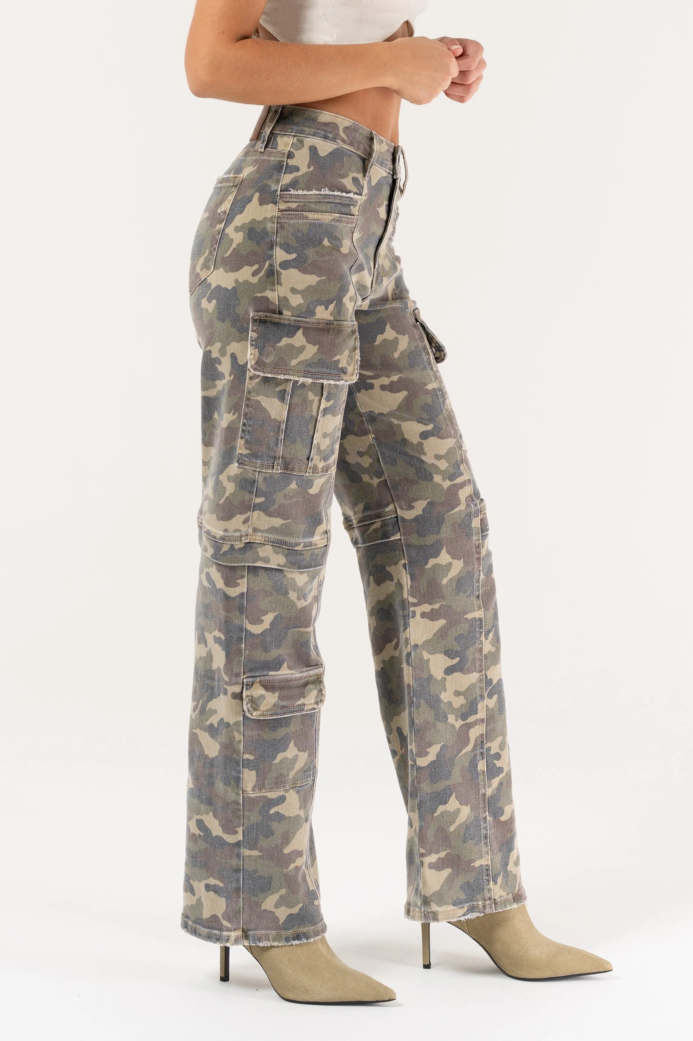 Hidden Denim Tracey Cargo Straight Leg
