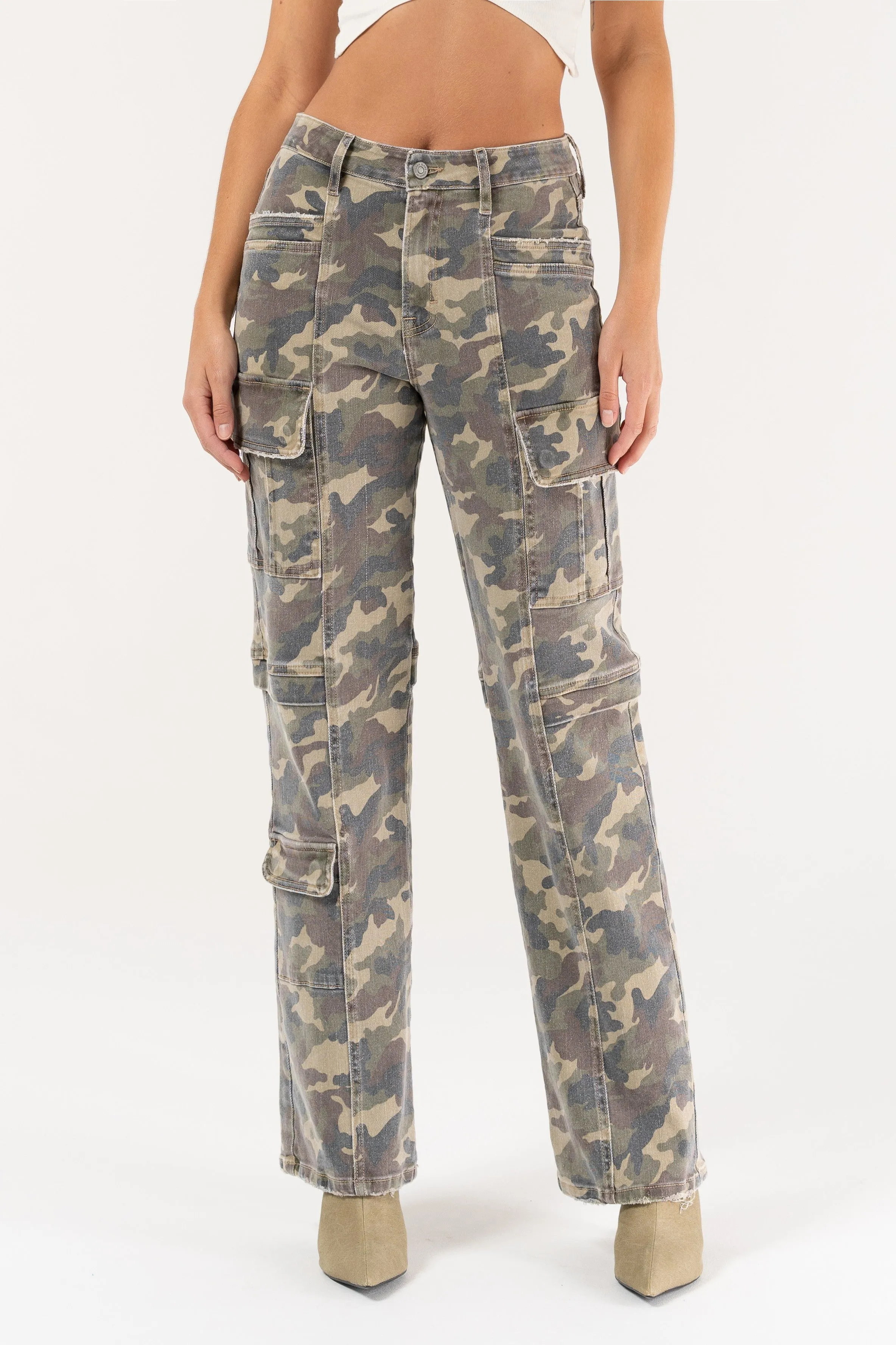 Hidden Denim Tracey Cargo Straight Leg