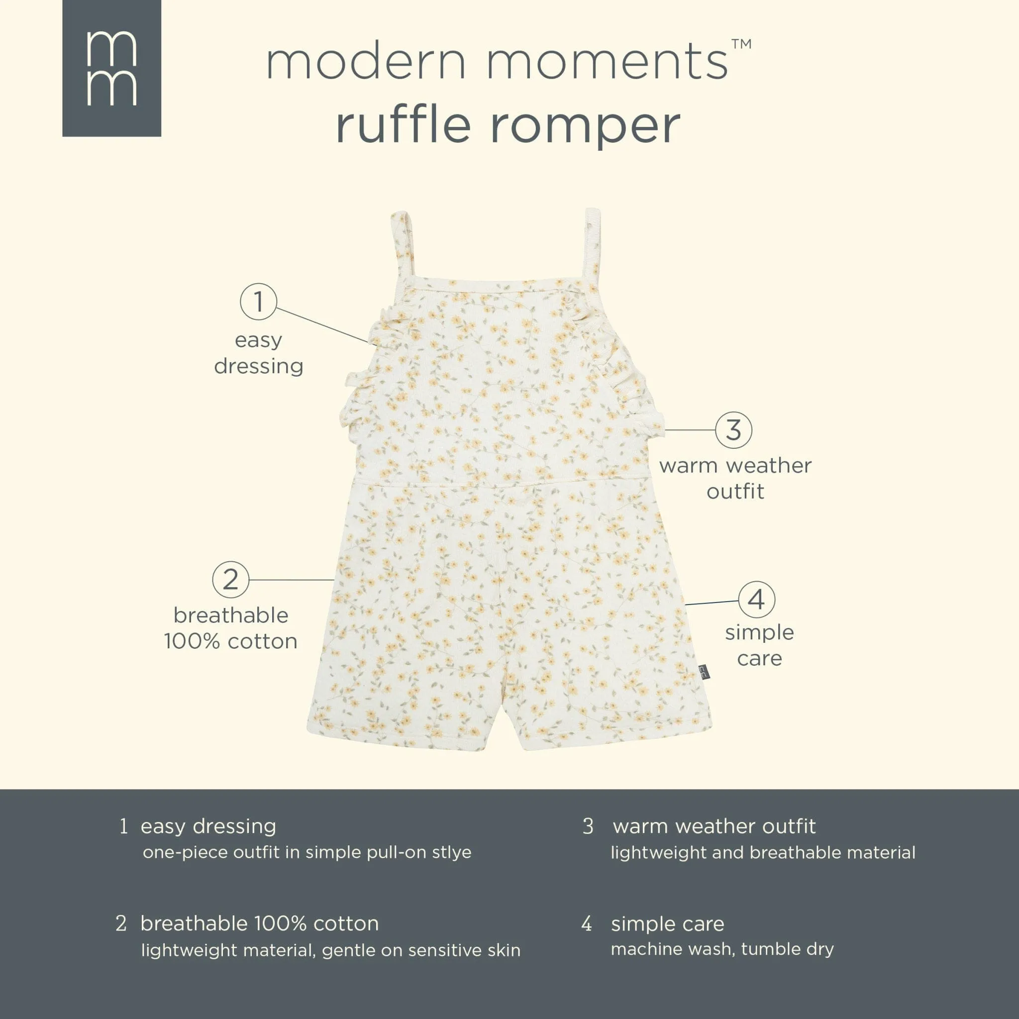 Infant & Toddler Girls Ivory Vines Ruffle Romper