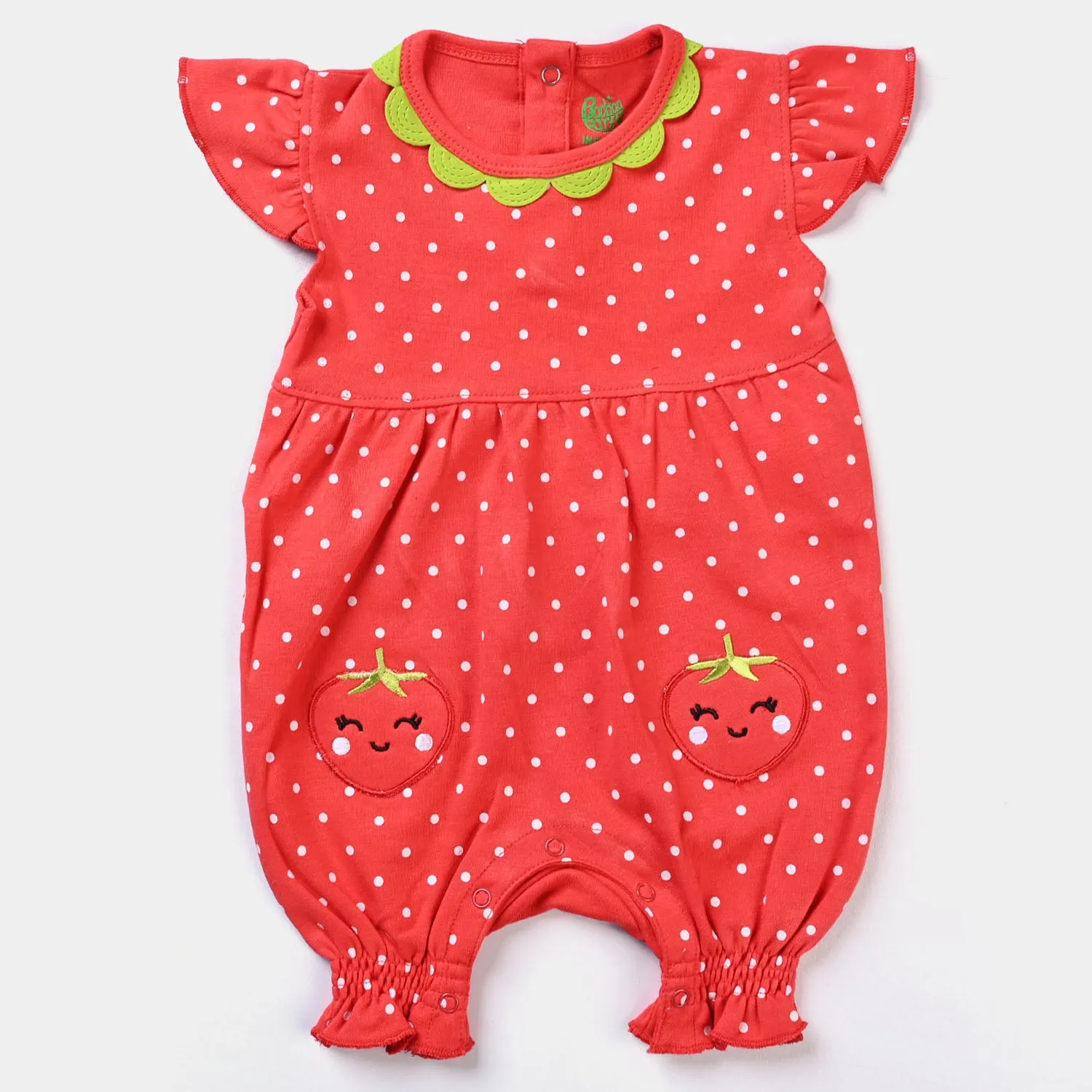 Infant Girls Cotton Interlock Knitted Romper Strawberry-F.Scarlet