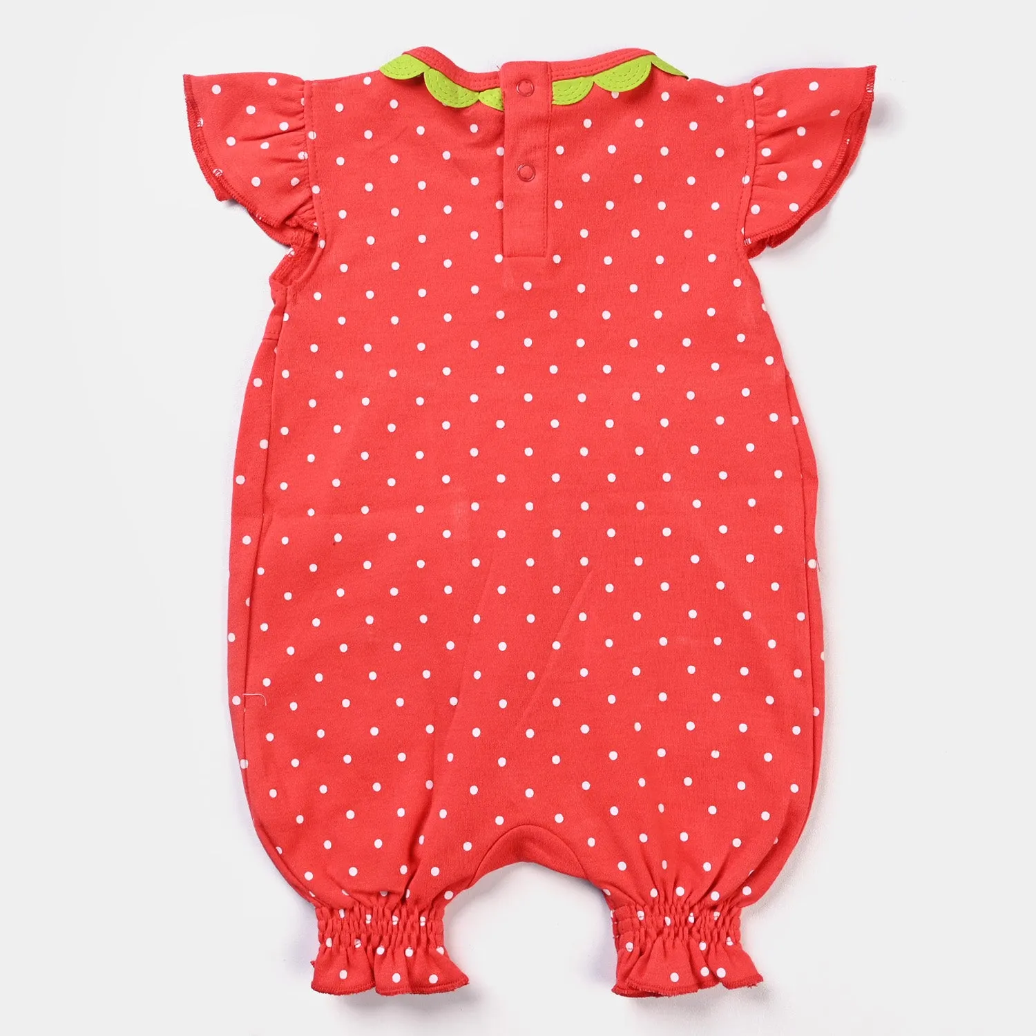 Infant Girls Cotton Interlock Knitted Romper Strawberry-F.Scarlet